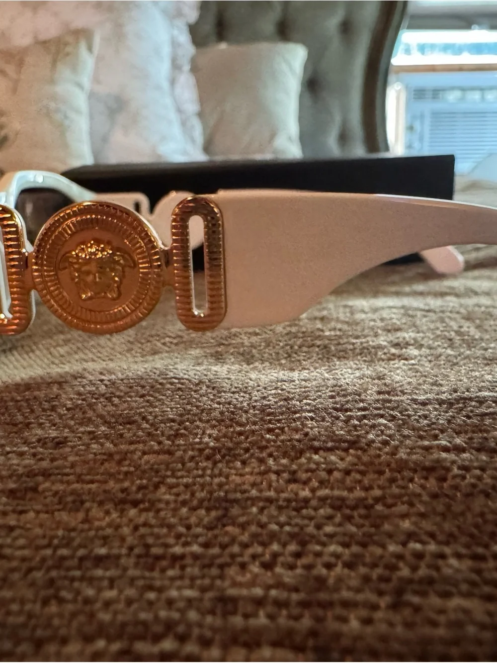 Versace White Sunglasses with Gold Medusa Accents